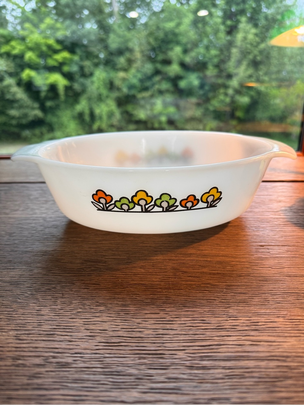 Fire king anchor Hocking retro flower 2qt dish